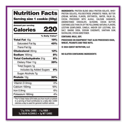 Gluten Free Protein Cookies, Double Chocolate Chip, 2.08 oz Bag, 12/Carton