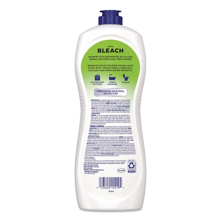 Antibacterial Surface Cleanser with Bleach, Commercial, 36 oz Bottle, 6/Carton