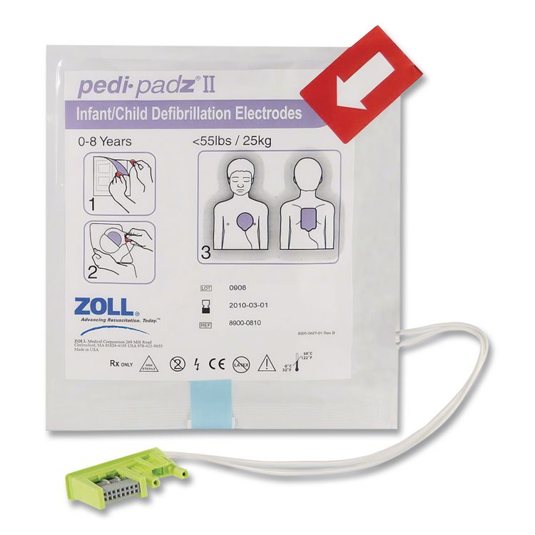 Pedi-padz II Defibrillator Pads, Children Up to 8 Years Old, 2-Year Shelf Life