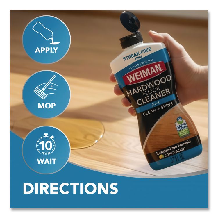 Hardwood Floor Cleaner, Unscented, 32 oz Squeeze Bottle, 6/Carton