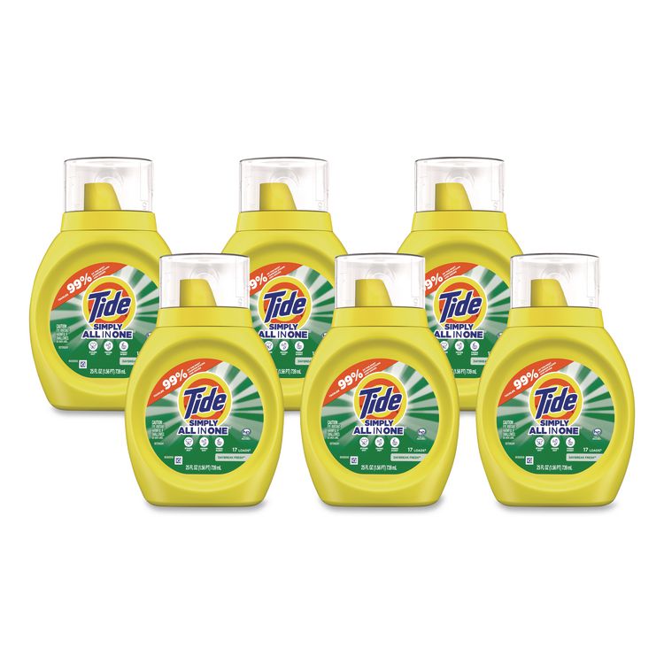 Simply All-In-One Liquid Laundry Detergent, Daybreak Fresh Scent, 25 oz Bottle, 6/Carton