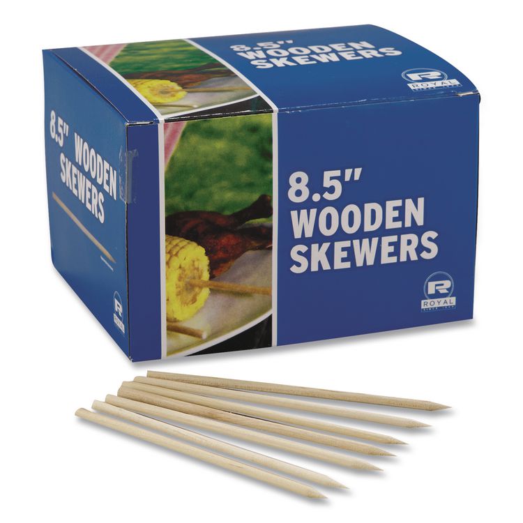 Wooden Skewers, 8.5", Natural, 1,000/Box, 5 Boxes/Carton