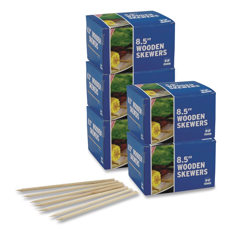 Wooden Skewers, 8.5", Natural, 1,000/Box, 5 Boxes/Carton