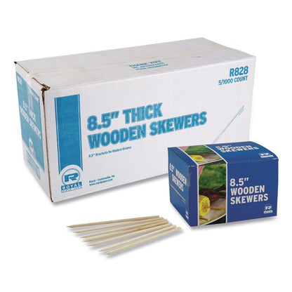 Wooden Skewers, 8.5", Natural, 1,000/Box, 5 Boxes/Carton