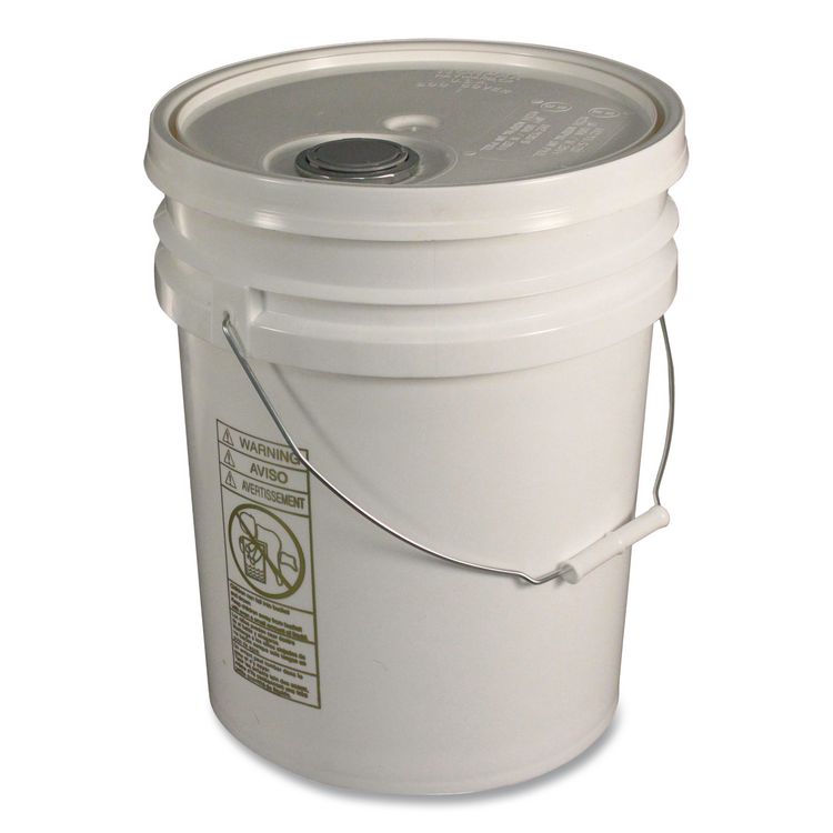 Utility Bucket with Lid, 5 gal, White, 5/Carton