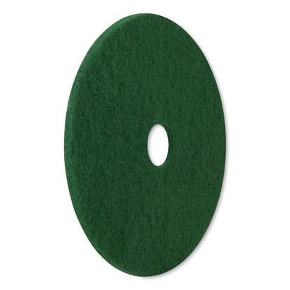 Scrubbing Pad, 14" Diameter, Green, 5/Carton