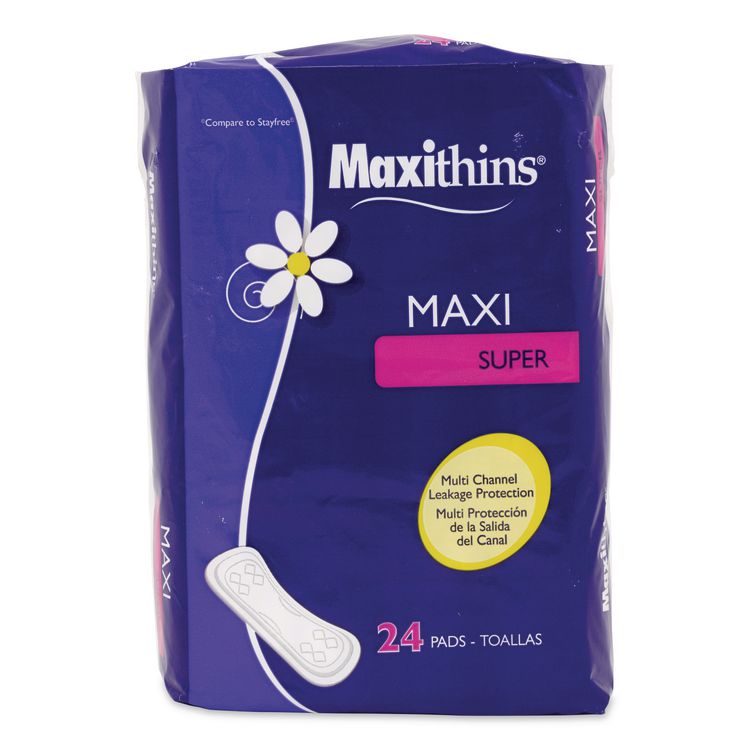 Super Maxi Pad, Super Absorbency, 22/Pack, 12 Packs/Carton