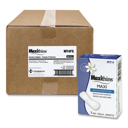 Maxithins Vended Sanitary Napkins, Size 4, Maxi Absorbency, 100/Carton