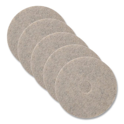 Combo Burnishing Pads, 19" Diameter, Tan, 5/Carton