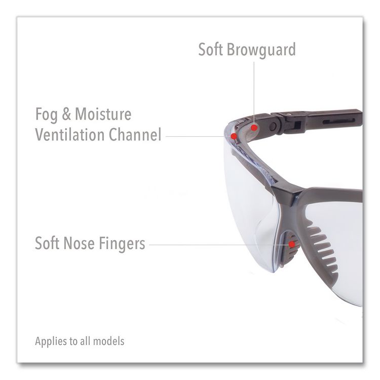 Genesis Safety Eyewear, Black Full Frame, Clear Dual Lens