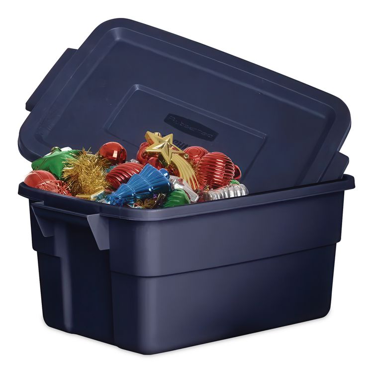 Roughneck Storage Box, 3 gal, 10.63" x 15.69" x 7", Dark Indigo Metallic