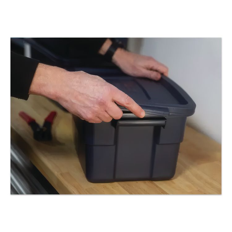 Roughneck Storage Box, 3 gal, 10.63" x 15.69" x 7", Dark Indigo Metallic