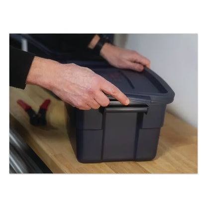 Roughneck Storage Box, 3 gal, 10.63" x 15.69" x 7", Dark Indigo Metallic