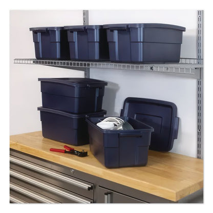 Roughneck Storage Box, 3 gal, 10.63" x 15.69" x 7", Dark Indigo Metallic
