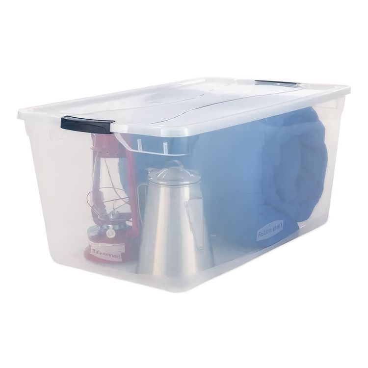 Clever Store Basic Latch-Lid Container, 23.75 gal, 17.75" x 29" x 13.25", Clear