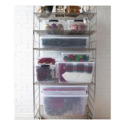 Clever Store Basic Latch-Lid Container, 23.75 gal, 17.75" x 29" x 13.25", Clear