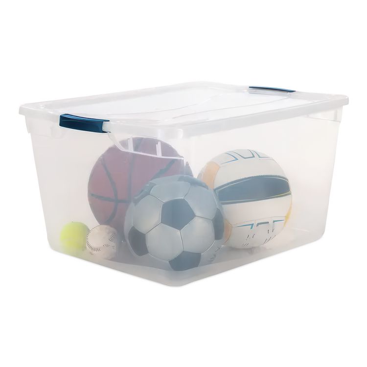 Clever Store Basic Latch-Lid Container, 17.75 gal, 18.63" x 23.5" x 12.25", Clear