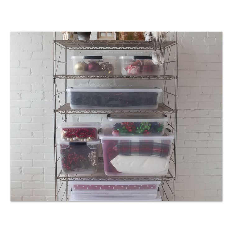 Clever Store Basic Latch-Lid Container, 17.75 gal, 18.63" x 23.5" x 12.25", Clear