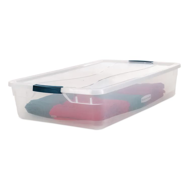 Clever Store Basic Latch-Lid Container, 10.25 gal, 17.75" x 29" x 6.13", Clear