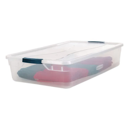 Clever Store Basic Latch-Lid Container, 10.25 gal, 17.75" x 29" x 6.13", Clear