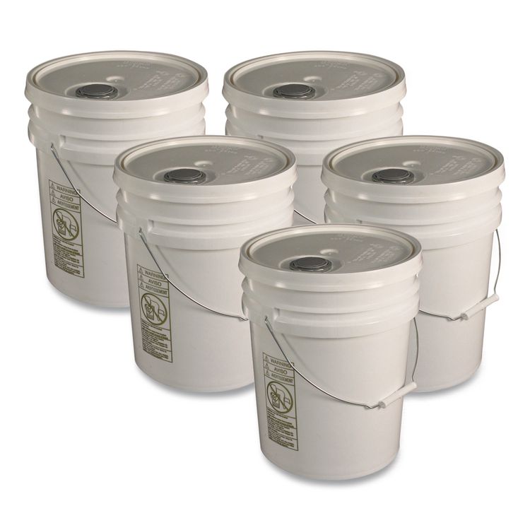 Utility Bucket with Lid, 5 gal, White, 5/Carton