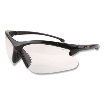 V60 30-06 Dual Readers Safety Glasses, 2.0+ Diopter, Black Half Frame, Clear Dual Lens