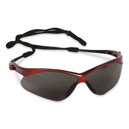 Nemesis Safety Glasses, Red Half Frame, Smoke Dual Lens