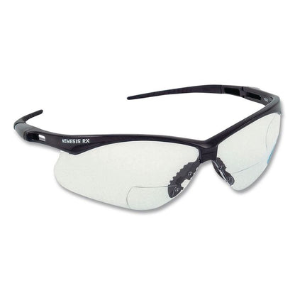 Nemesis Readers Safety Glasses, 2.5+ Diopter, Black Half Frame, Clear Dual Lens