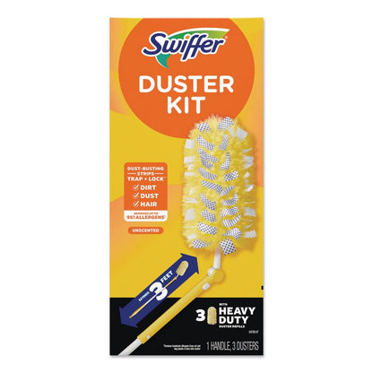 Heavy Duty Dusters with Extendable Handle, 14" to 3 ft Handle, 1 Handle and 3 Dusters/Kit