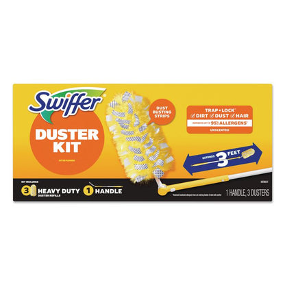 Heavy Duty Dusters with Extendable Handle, 14" to 3 ft Handle, 1 Handle and 3 Dusters/Kit