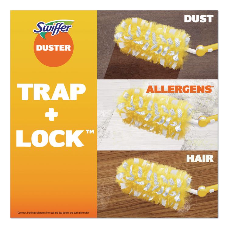 Heavy Duty Dusters with Extendable Handle, Plastic Handle Extends to 3 ft, 1 Handle and 3 Dusters/Kit, 6 Kits/Carton