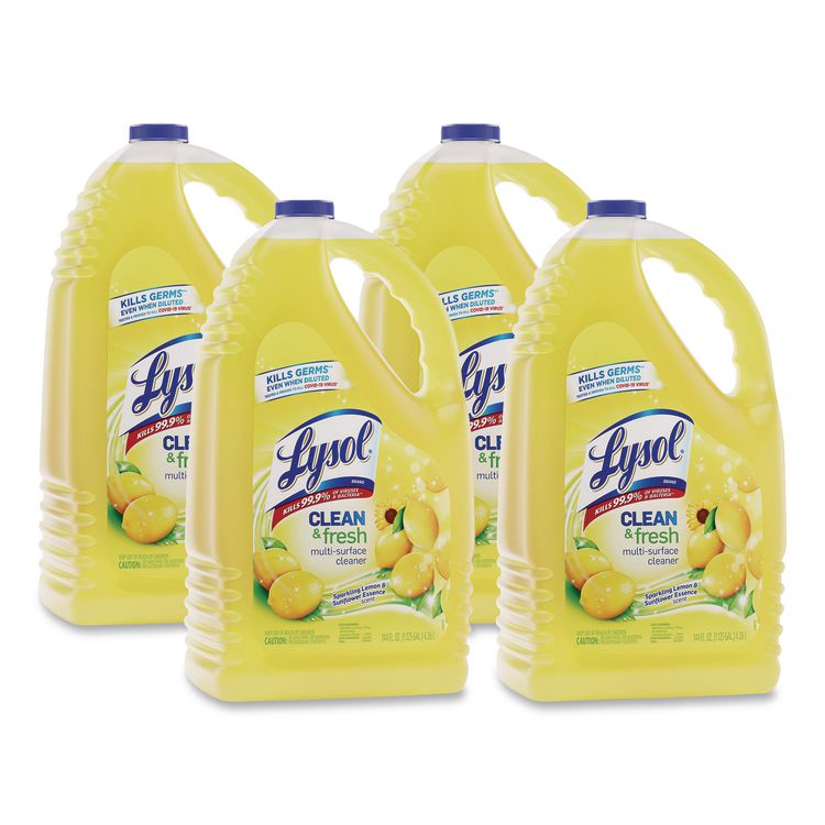 Clean and Fresh Multi-Surface Disinfectant Cleaner, Sparkling Lemon and Sunflower Essence, 144 oz Bottle, 4/Carton