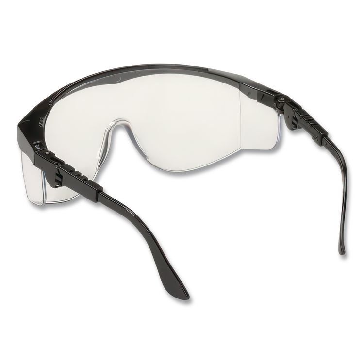 Tomahawk Safety Glasses, Black Half Frame OTG, Clear Single Lens, 12/Box