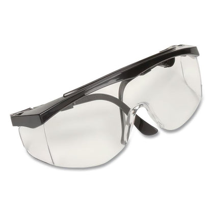 Tomahawk Safety Glasses, Black Half Frame OTG, Clear Single Lens, 12/Box