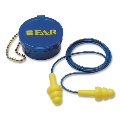 E-A-RUltraFit Reusable Earplugs, Corded, 25 dB NRR, One Size Fits Most, Yellow 3-Flange Plugs, 50/Box