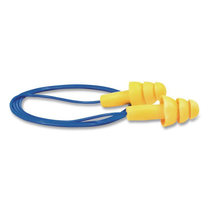 E-A-RUltraFit Reusable Earplugs, Corded, Metal Detectable, 25 dB NRR, One Size Fits Most, Yellow 3-Flange Plugs, 100/Box
