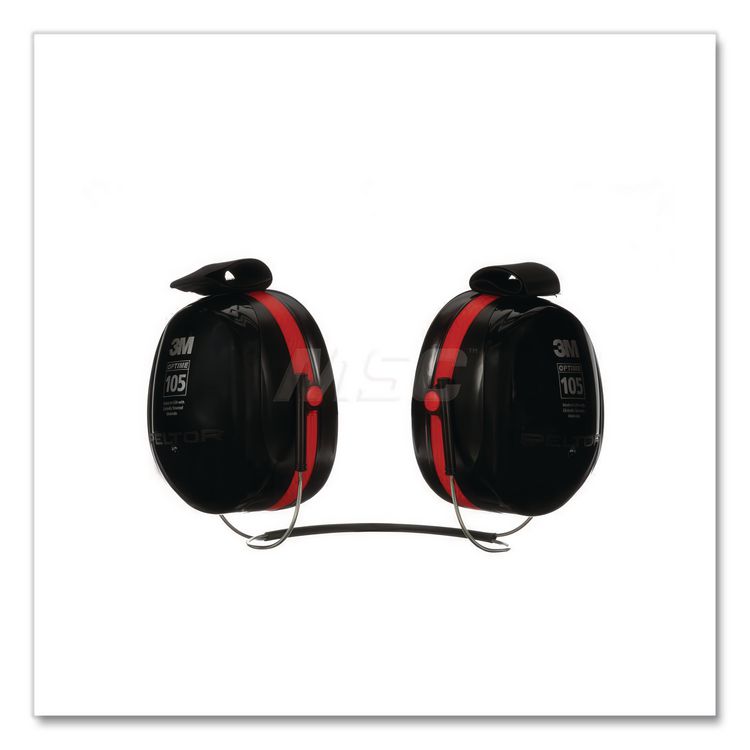 E-A-R Peltor OPTIME 105 Behind-The-Head Earmuffs, 29 dB NRR, Red/Black