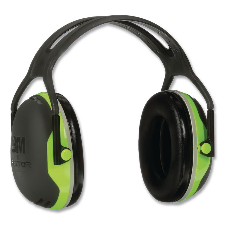 PELTOR X4A Over the Head Earmuffs, Dielectric, 27 dB NRR, Black/Chartreuse