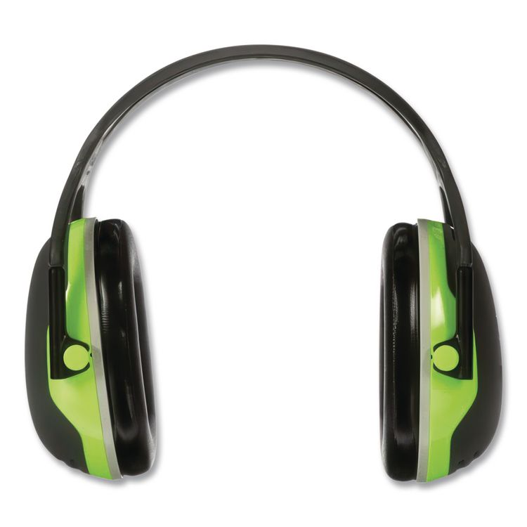 PELTOR X4A Over the Head Earmuffs, Dielectric, 27 dB NRR, Black/Chartreuse
