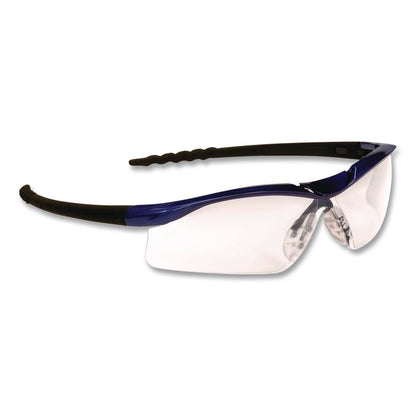 Dallas Safety Glasses, Metallic Blue Half Frame, Clear Dual Anti-Fog Lens