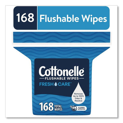Fresh Care Flushable Cleansing Cloths, 1-Ply, 5 x 7.25, White, 168/Pack, 8 Packs/Carton