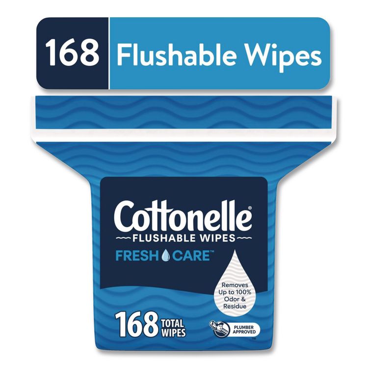 Fresh Care Flushable Cleansing Cloths, 1-Ply, 5 x 7.25, White, 168/Pack
