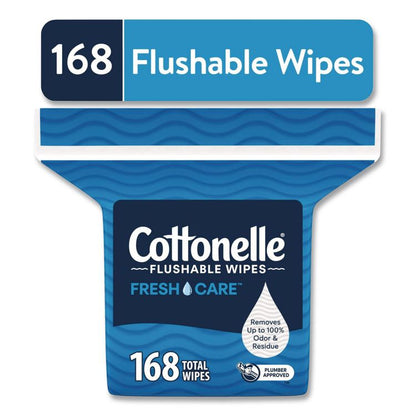 Fresh Care Flushable Cleansing Cloths, 1-Ply, 5 x 7.25, White, 168/Pack