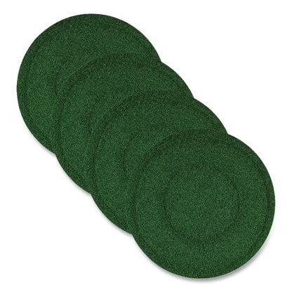 TurfScrub Brush Floor Pad, 20" Diameter, Green, 4/Carton