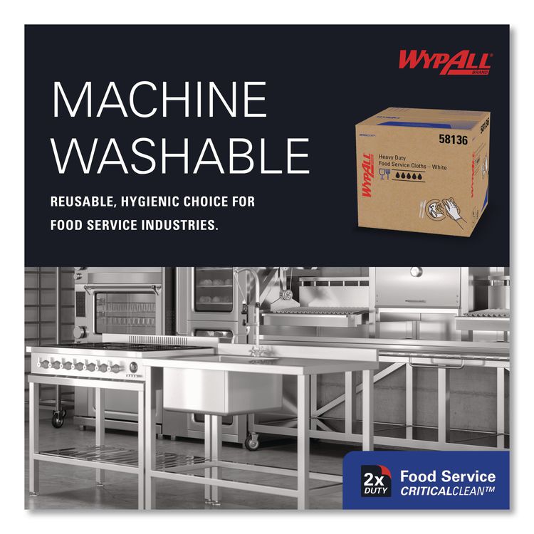 Heavy-Duty Foodservice Cloths, 1-Ply, 12.5 x 15, White, 300 Sheets/Box