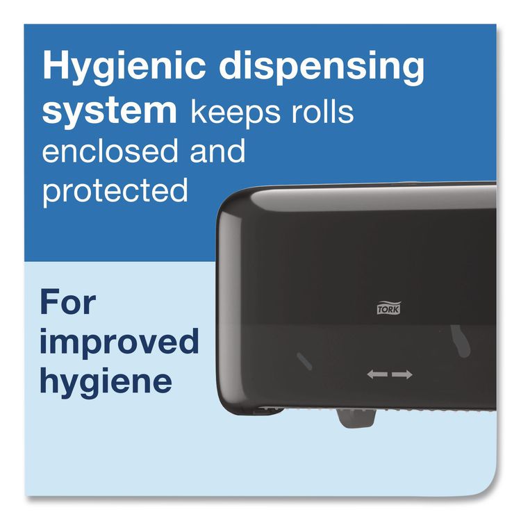 OptiServe Coreless Two-Roll Horizontal Bath Tissue Dispenser, 14.2 x 5.1 x 8.2, Black