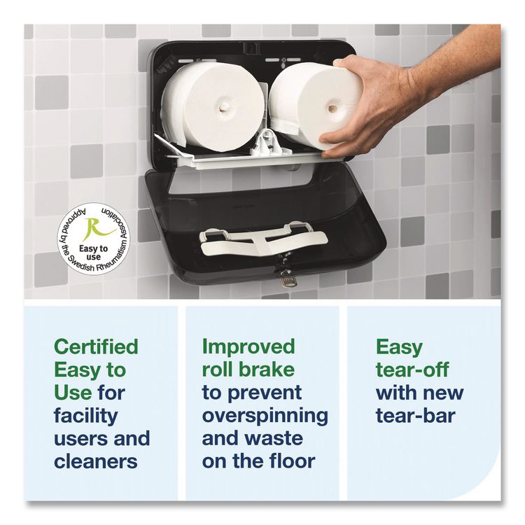 OptiServe Coreless Two-Roll Horizontal Bath Tissue Dispenser, 14.2 x 5.1 x 8.2, Black