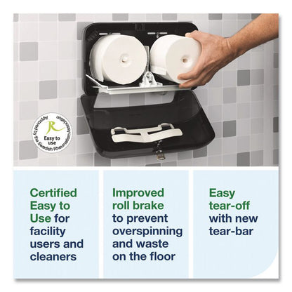 OptiServe Coreless Two-Roll Horizontal Bath Tissue Dispenser, 14.2 x 5.1 x 8.2, Black