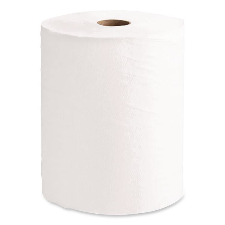 Universal 100% Recycled Fiber Hard Roll Paper Towels, 1-Ply, 8" x 800 ft, White, 6 Rolls/Carton