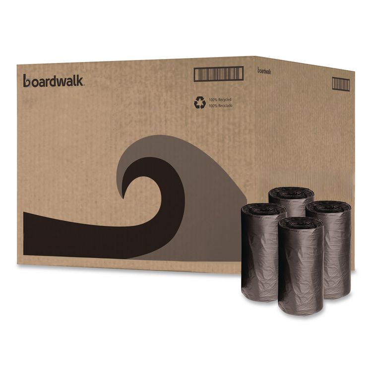 Low-Density Waste Can Liners, 4 gal, 0.35 mil, 17" x 17", Black, Perforated Roll, 50 Bags/Roll, 20 Rolls/Carton
